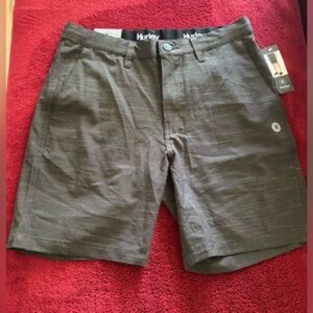 Hurley Men's Gray Flat Front Casual Shorts